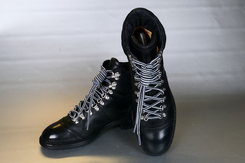 Chanel logo combat boots - chanel,